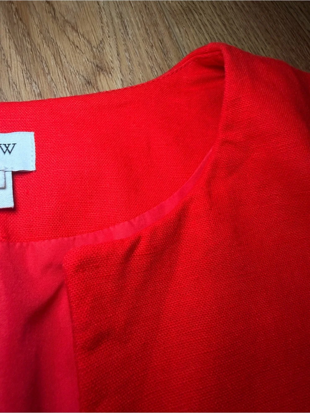 J.Crew Red Linen Blend Scallop Hem Jacket Blazer Small Preppy Holiday Workwear